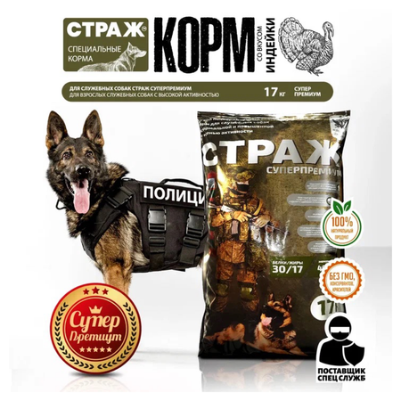 Корм сухой для собак ПЕС и КОТ Индейка 17 кг Суперпремиум