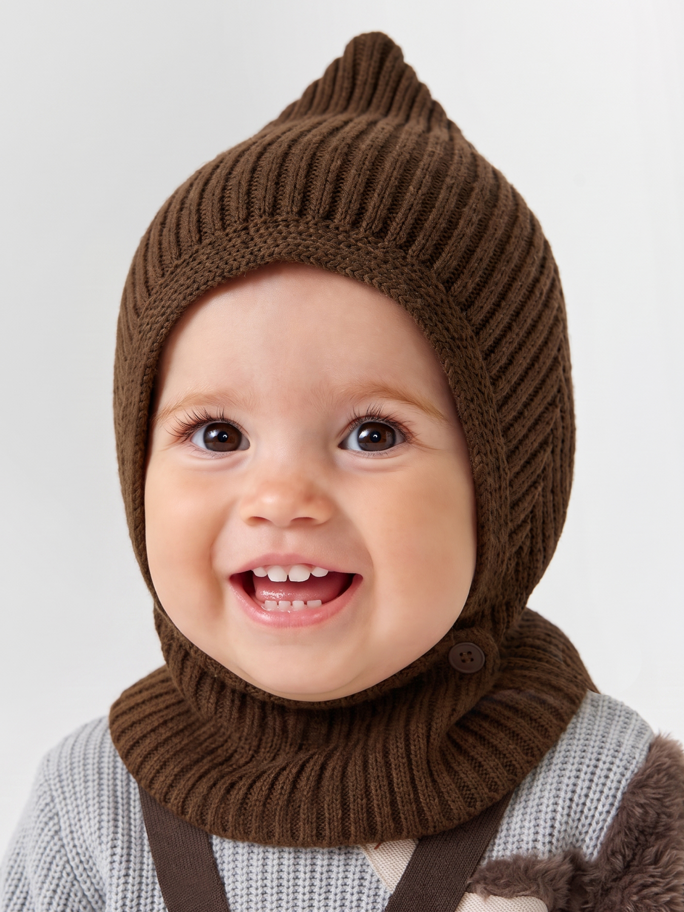 Шапка-шлем Happy Baby 88513-0_chocolate - фото 1