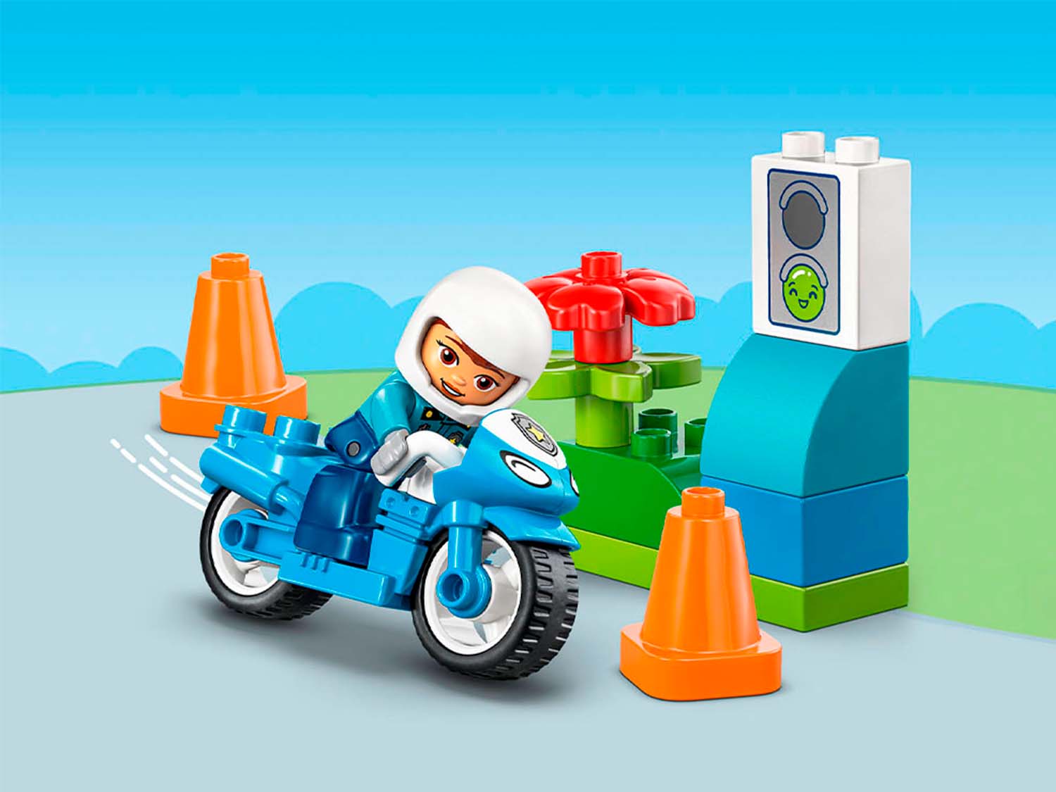 Конструктор LEGO DUPLO Синий полицейский мотоцикл 11 дет. - фото 6