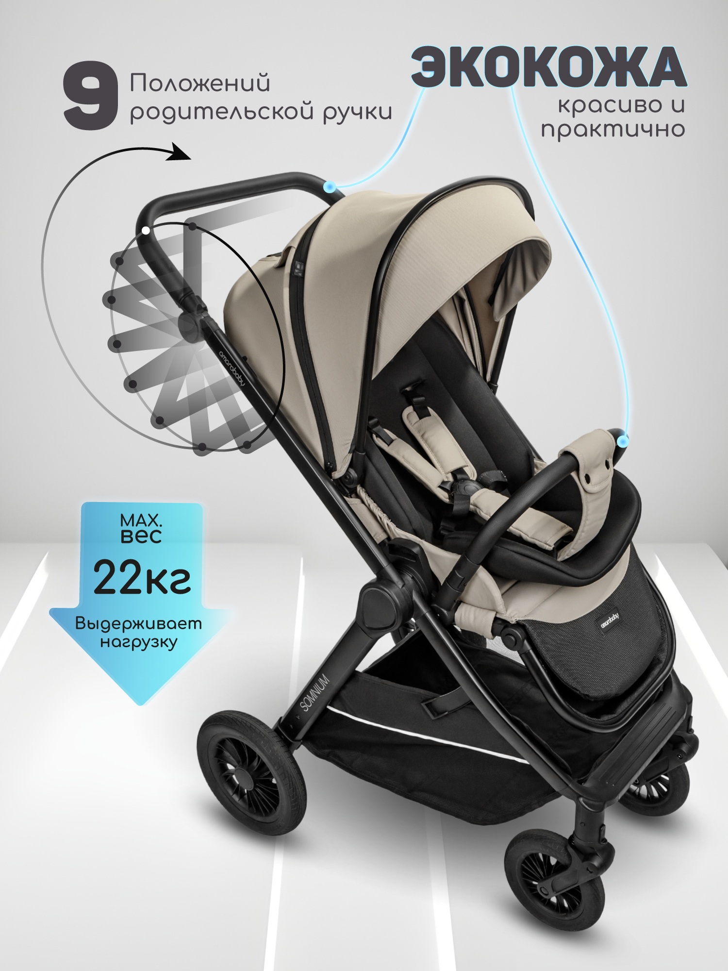 Коляска прогулочная Amarobaby Somnium - фото 11