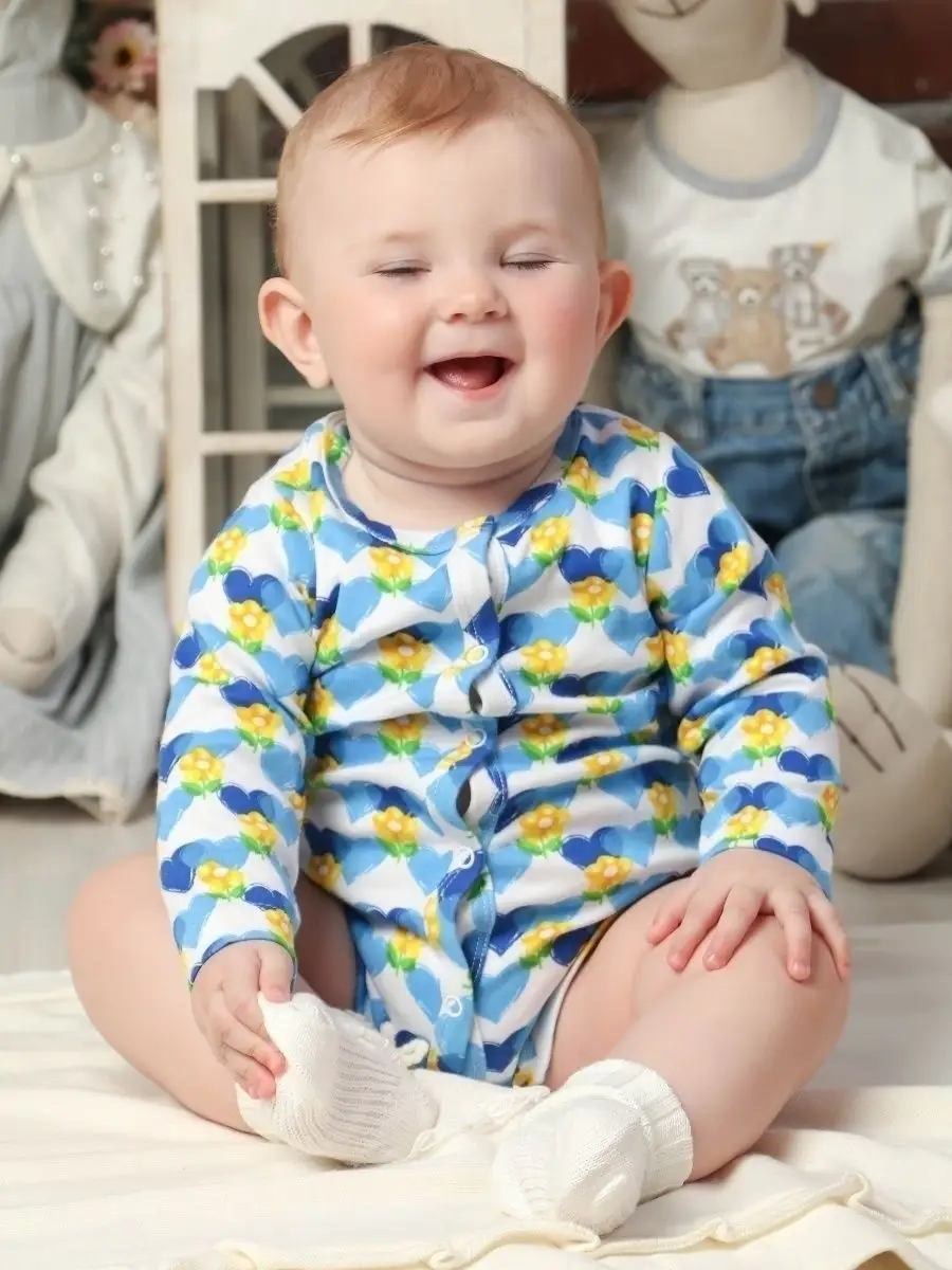 Боди Linas baby 1239-9W Белый-Синий - фото 5