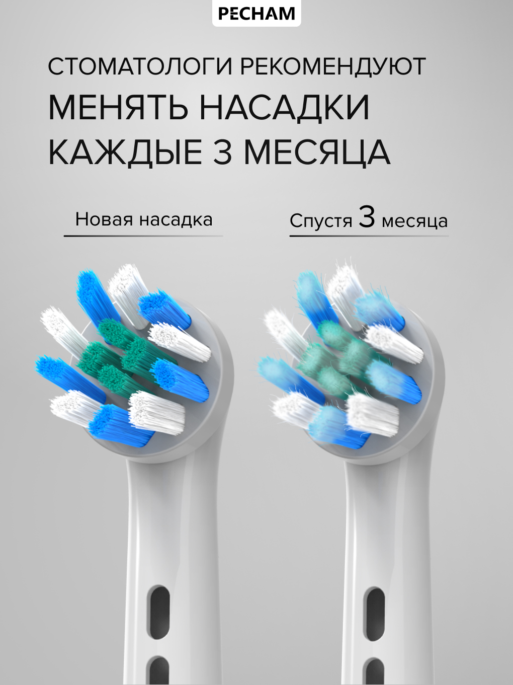 Сменные насадки для электрической щетки PECHAM Oral Care, White Smile - фото 8