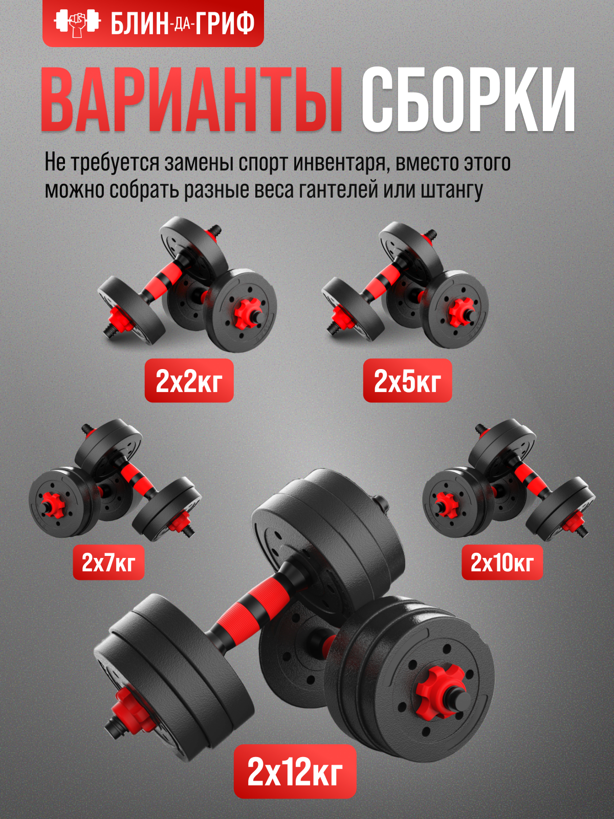 Набор блинов с грифом БлинДаГриф 12,5кг 2шт - фото 3