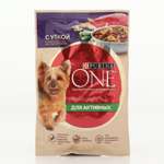 Корм для мини собак влажный Purina One с уткой пастой и зеленой фасолью в подливе 85г