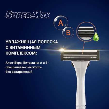 Бритва многоразовая Super-Max 5 сменных картриджа с тройным лезвием Kwik 3 System