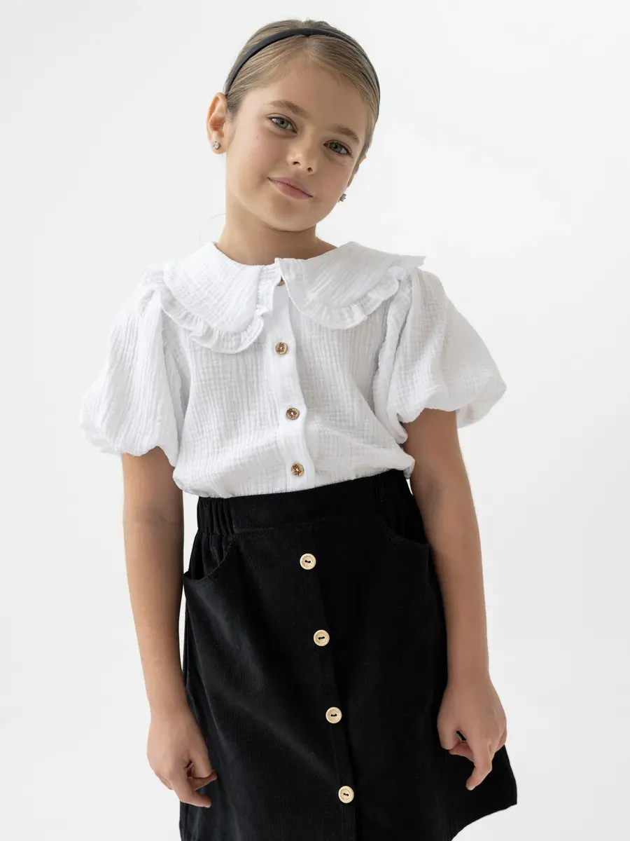 Блузка Leli dress Рубашка2_муслин_корот_рукав_белая - фото 10