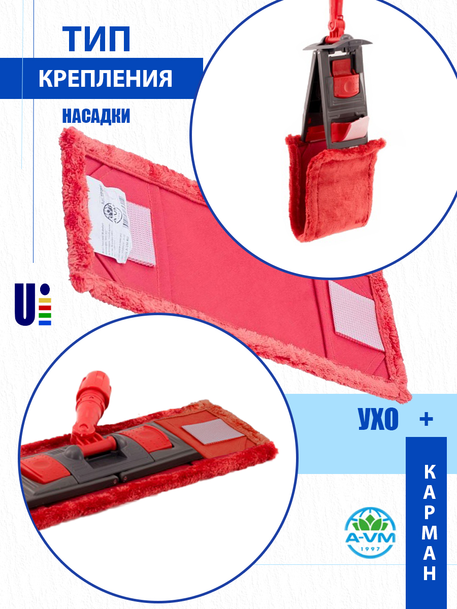 Сменная насадка для швабры A-VM МОП микрофибра 40х13 см - фото 4