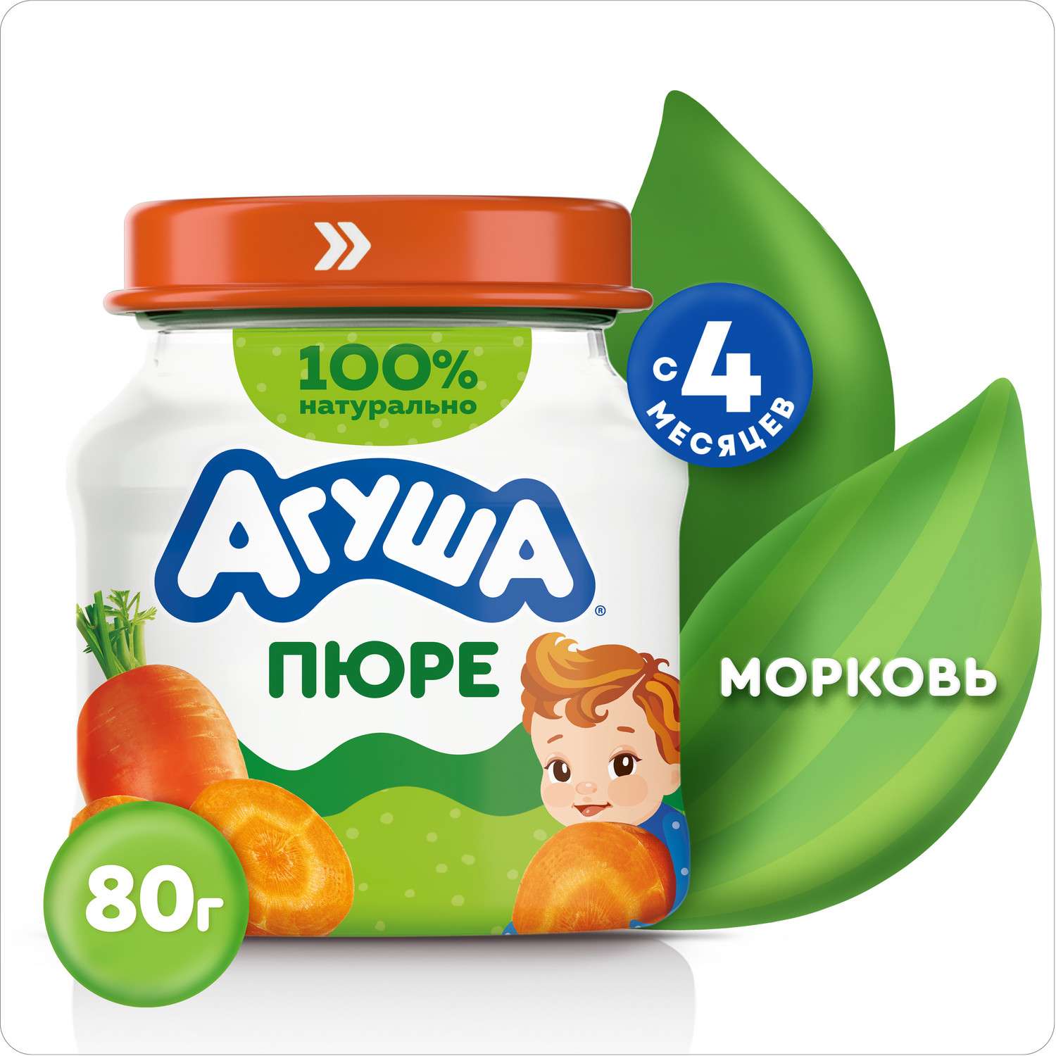 Пюре Агуша Морковь с 4 мес 80 г - фото 1