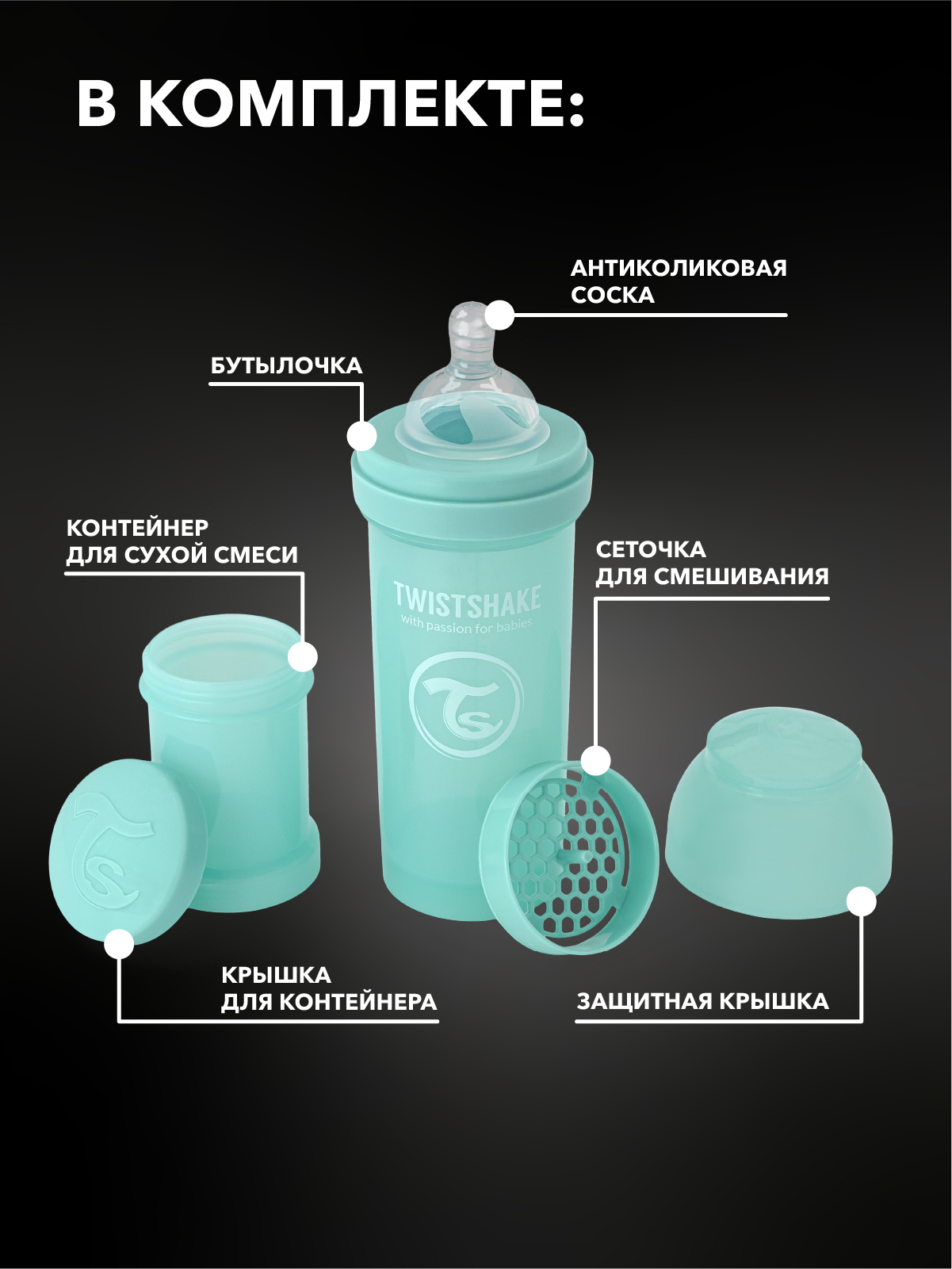 Бутылочка Twistshake Anti-Colic 260 мл 1 шт. - фото 3