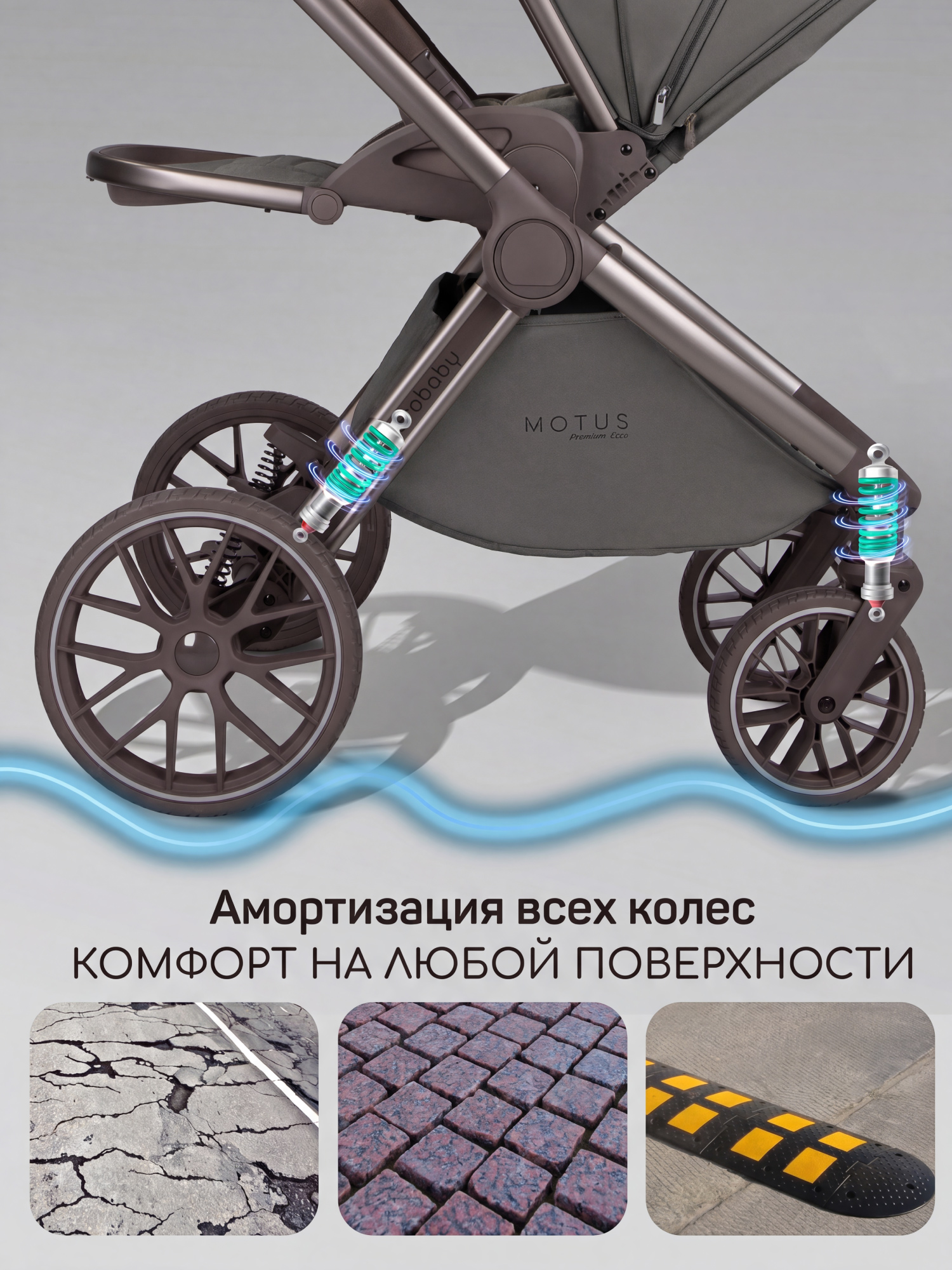 Коляска 2в1 Amarobaby Motus Premium Ecco Exclusive серый - фото 7