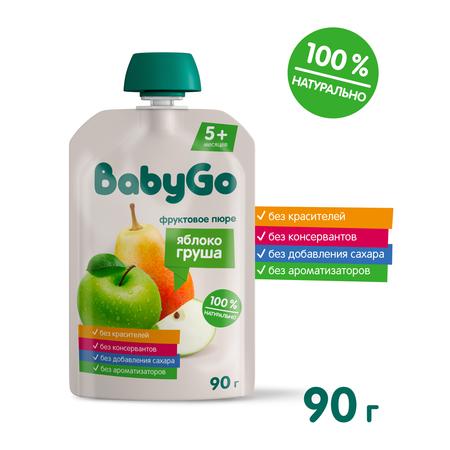 Пюре BabyGo Яблочно-грушевое с 5 мес 90 г