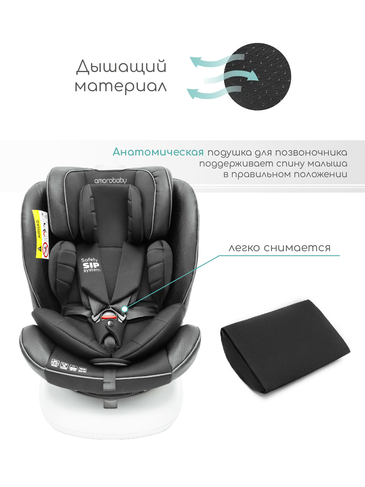 Автокресло Amarobaby Champion Isofix 0+/1/2/3 (0-36 кг) черный - фото 6