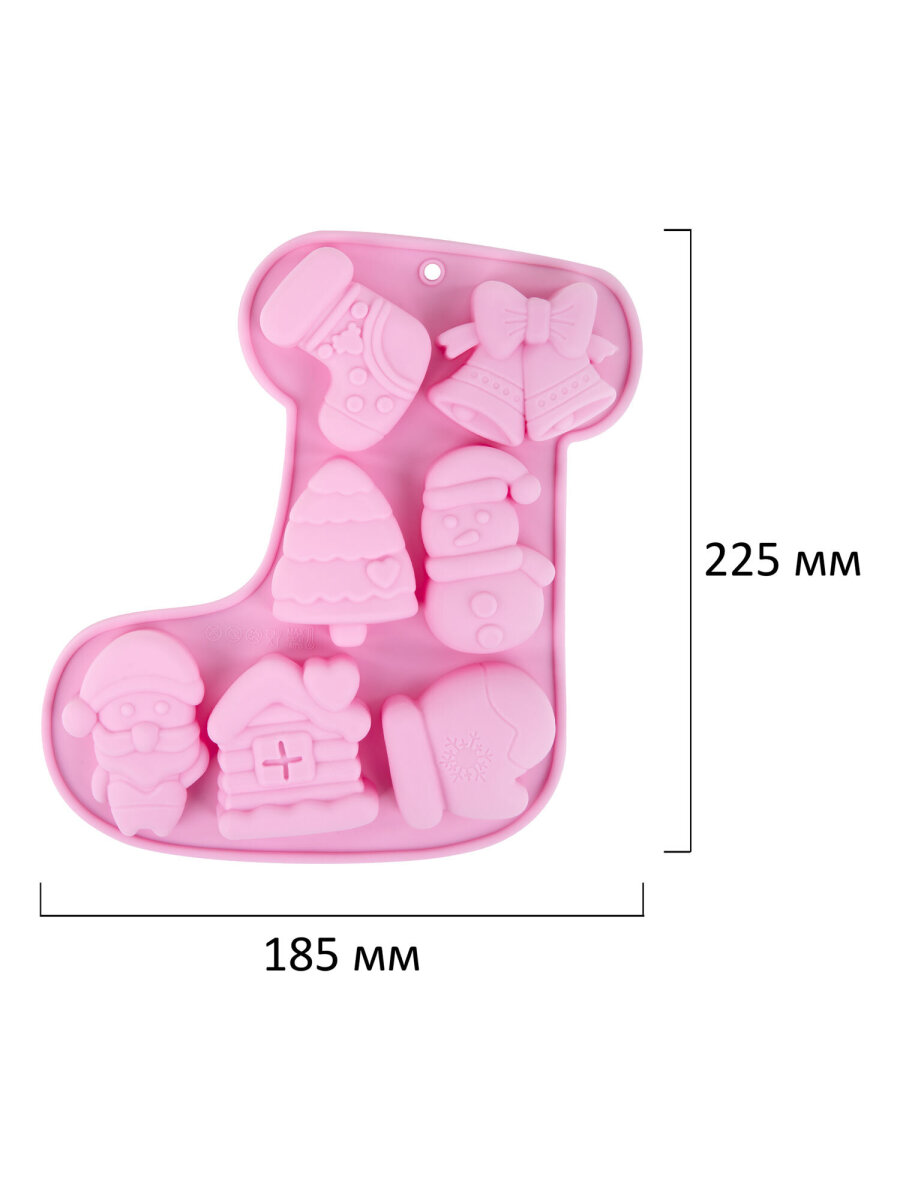 Форма для выпечки Золотая сказка формочки для льда и запекания новогодние силиконовые 7 ячеек - фото 8