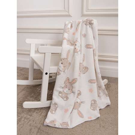Плед в коляску Baby Nice Velsoft 3D Зайки на белом 100х150