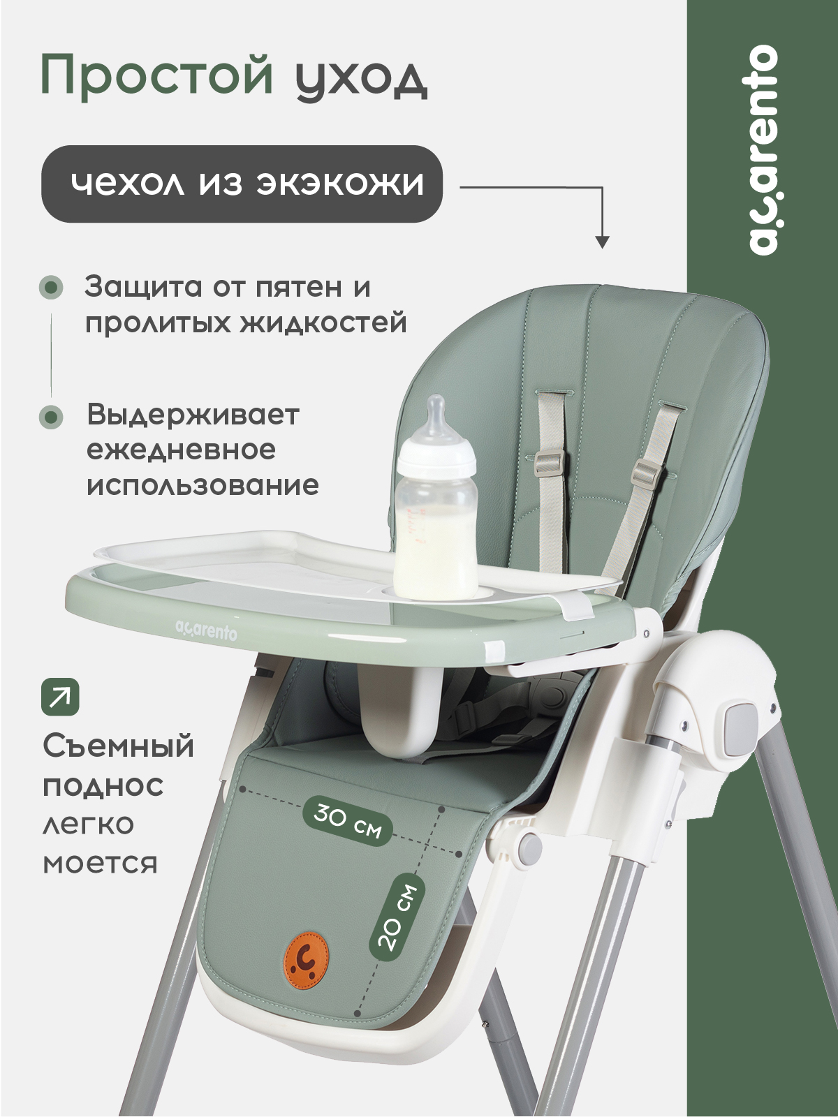 Стульчик для кормления Acarento Pannacotta зеленый - фото 4