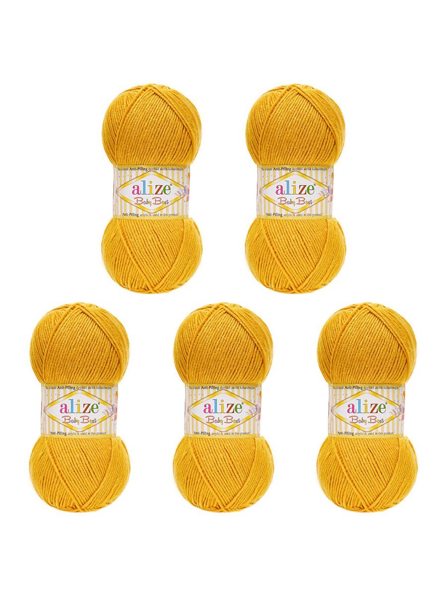 Пряжа для вязания Alize baby best бамбук акрил с эффектом антипиллинг 100 г 240 м 281 желтый 5 мотков - фото 6
