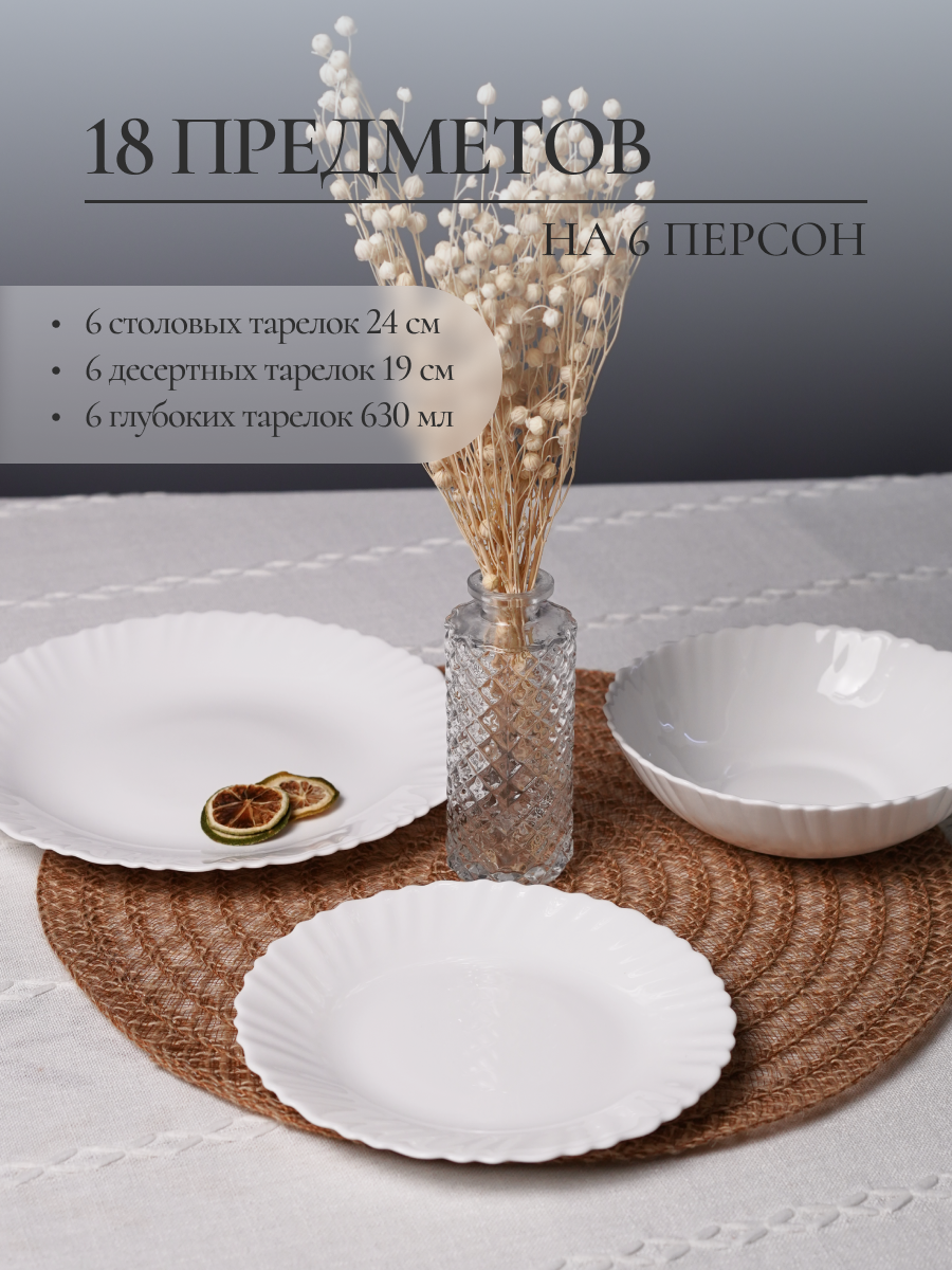 Столовый сервиз OLAFF из стеклокерамики 18 предметов 6 персон - фото 3