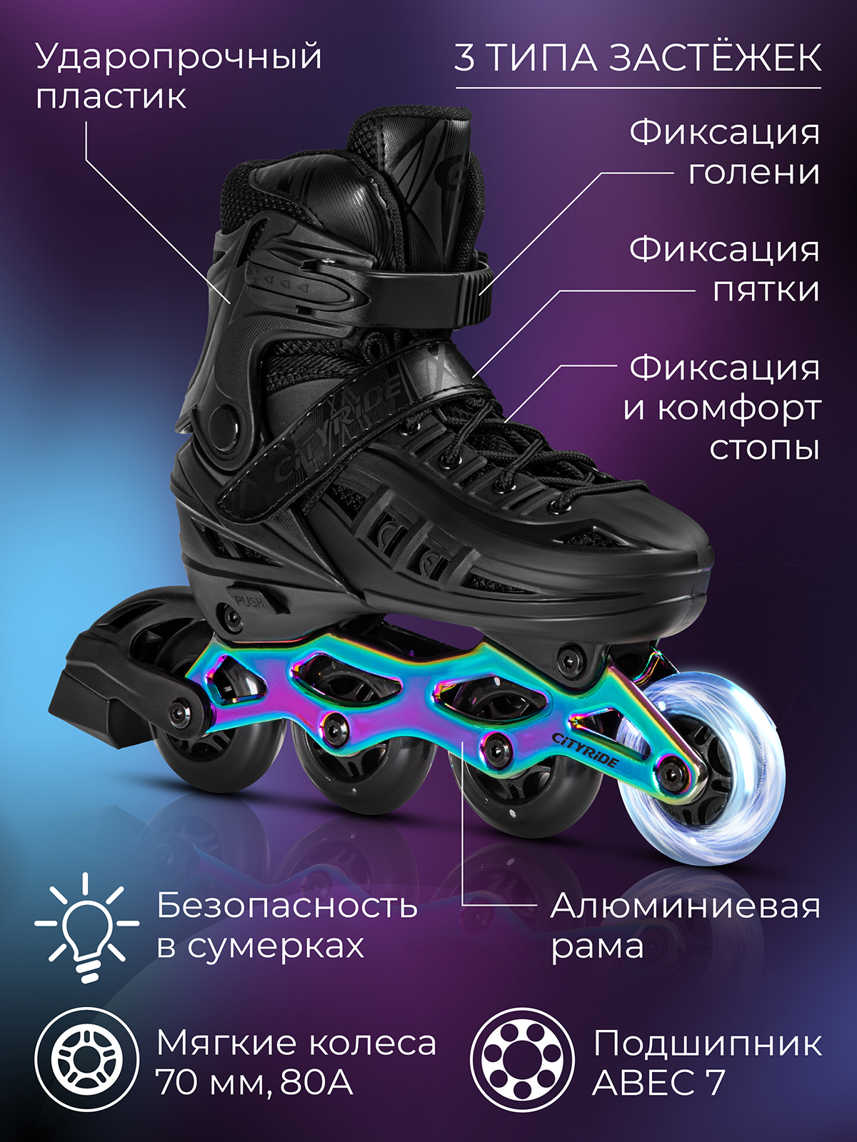 Роликовые коньки CITYRIDE M 34-37 - фото 2