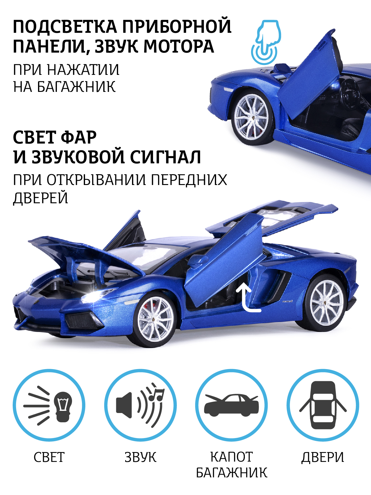 Автомобиль АВТОпанорама Lamborghini Aventador Coupe 1:24 JB1251385 - фото 2