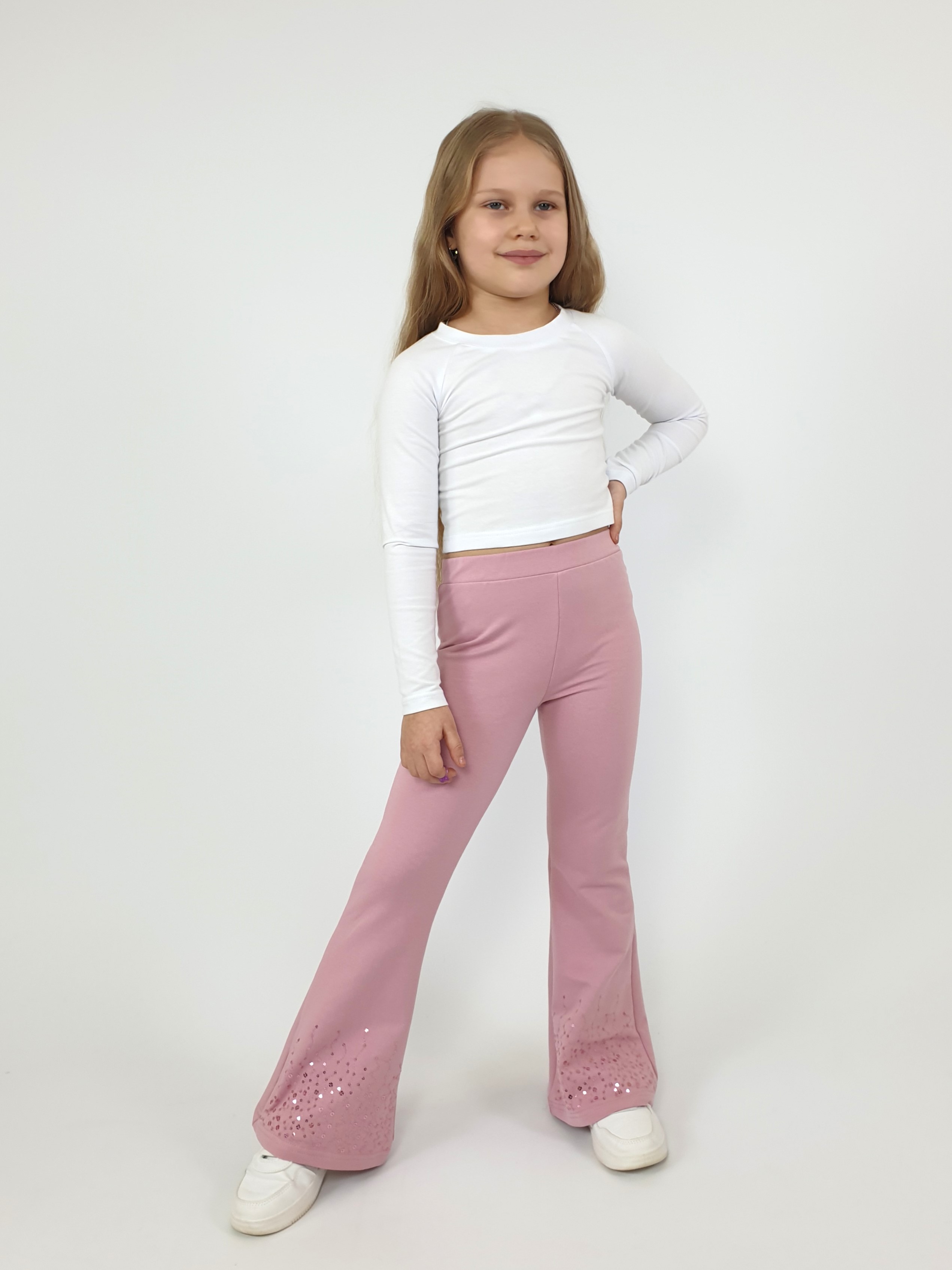 Изображение товара Брюки Luneva 128, хлопок с лайкрой, клеш, пайетки