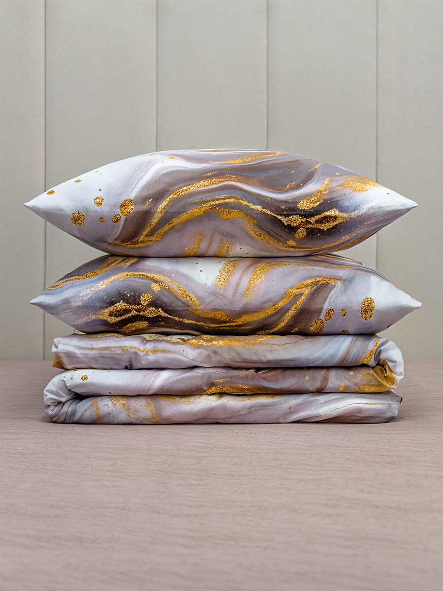 Комплект постельного белья для SNOFF Вэйв сатин евро 4 предм. - фото 11