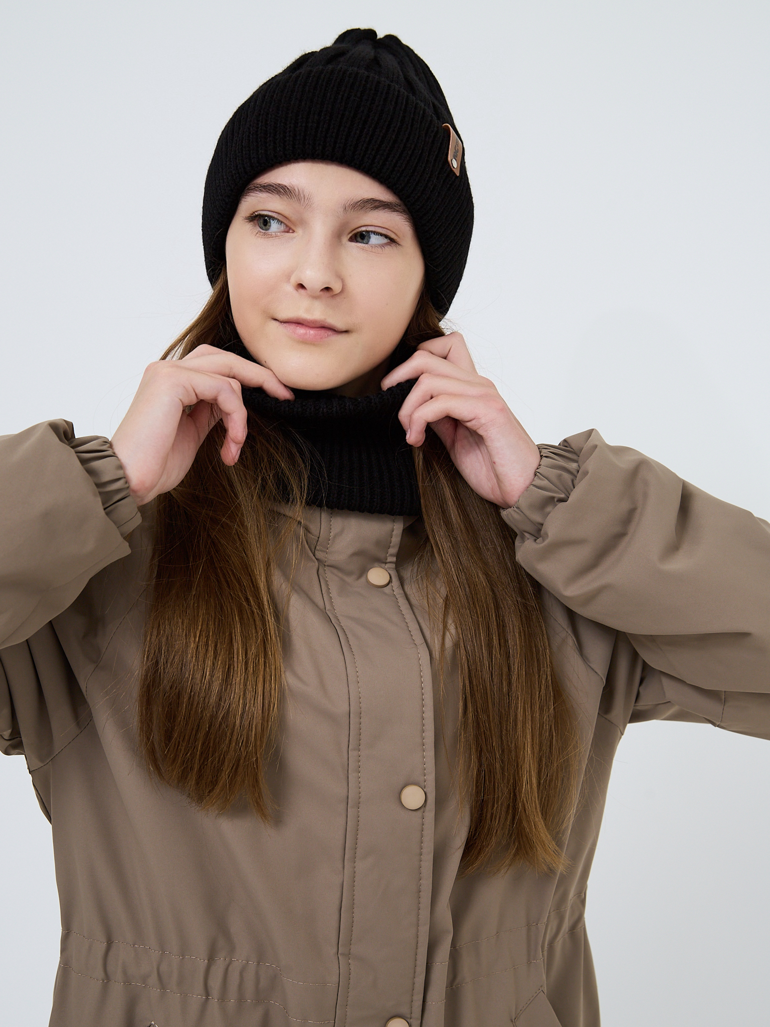 Шапка и снуд NYCkids NYC-H-54-WIDEstr-blackG - фото 14