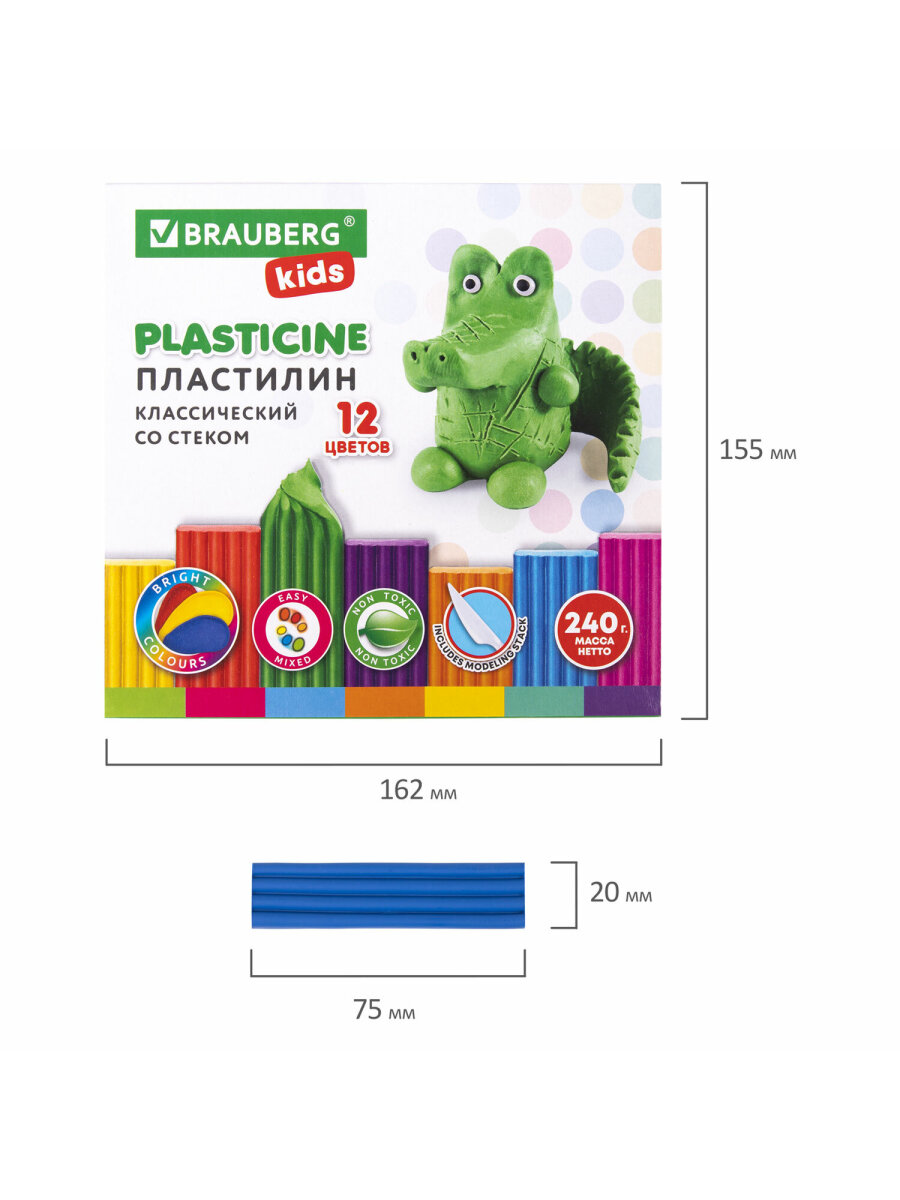 Пластилин Brauberg 12 цв. - фото 10
