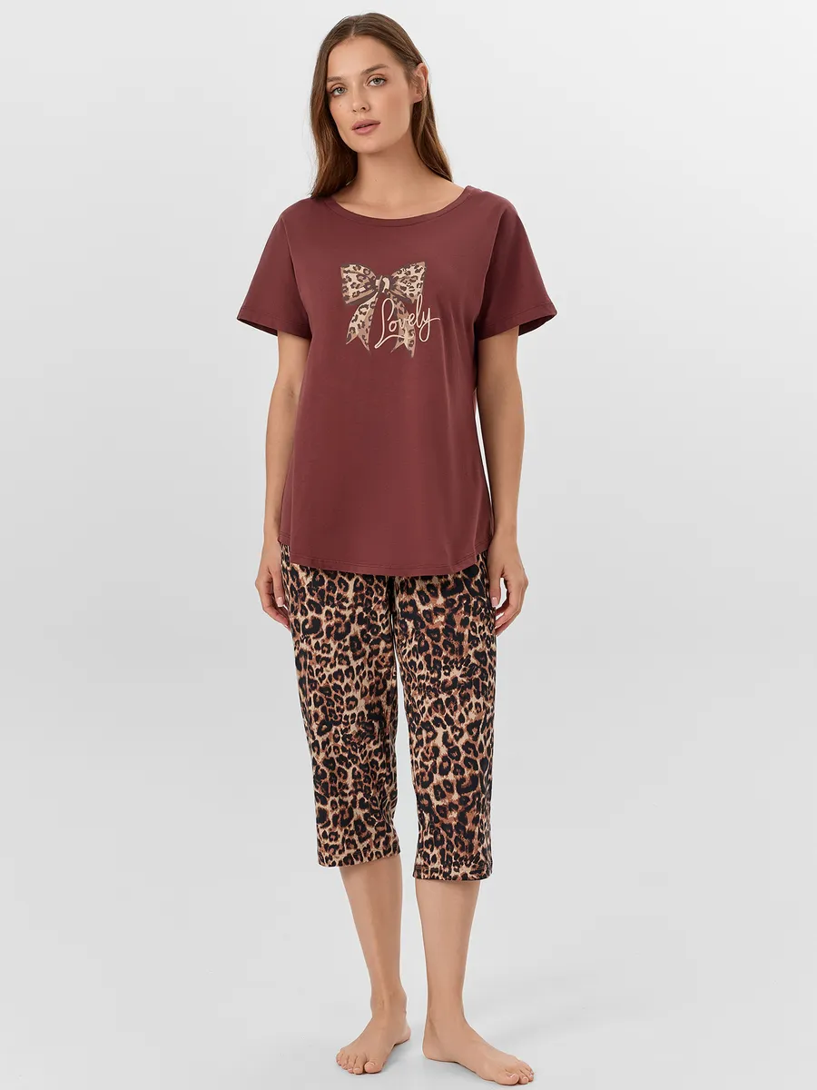 Пижама Mark Formelle (Марк Формэль) 592300/горячий шоколад +леопард на песочном - фото 1