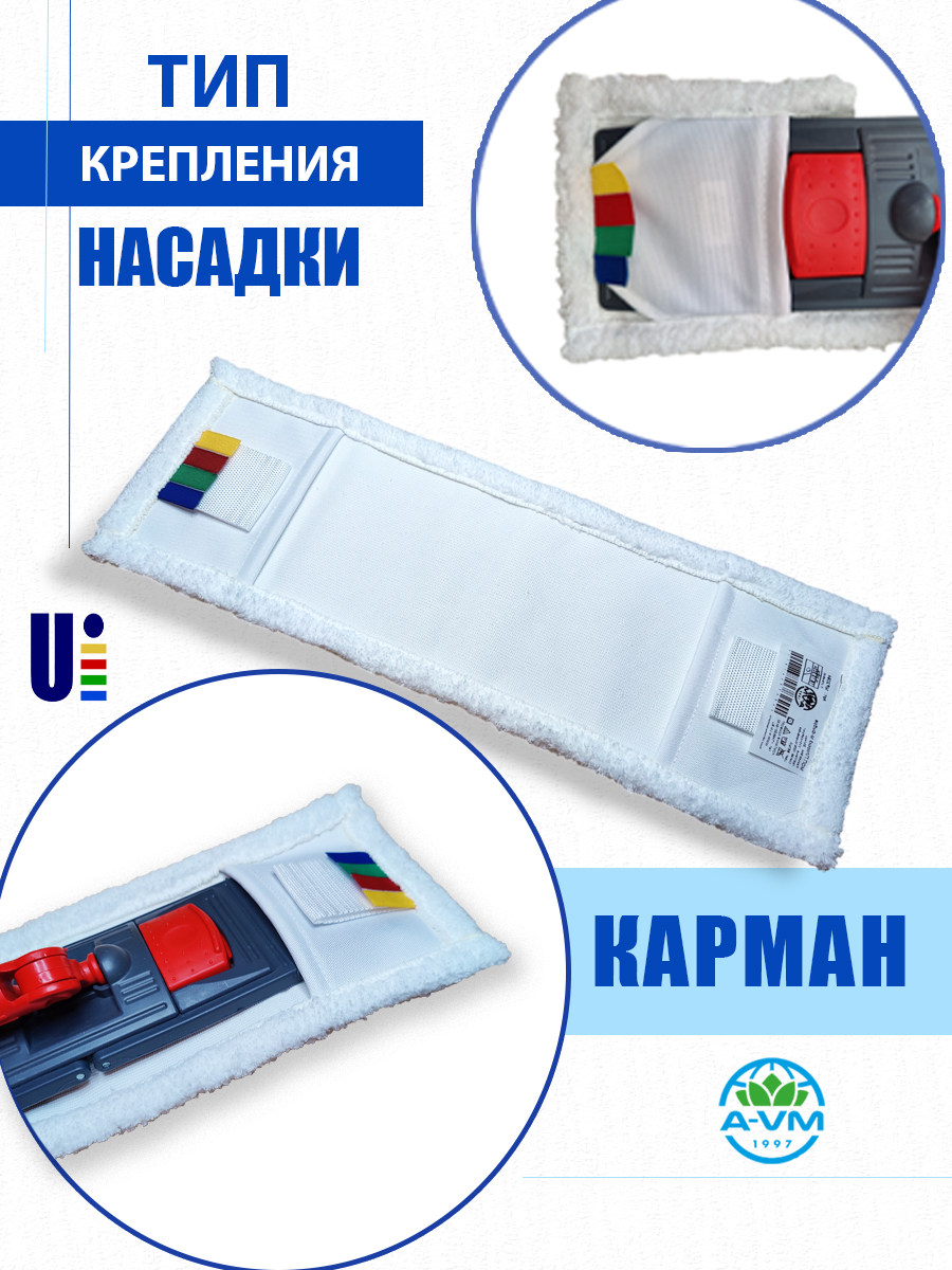 Сменная насадка для швабры A-VM МОП микрофибра 50х14 см - фото 3