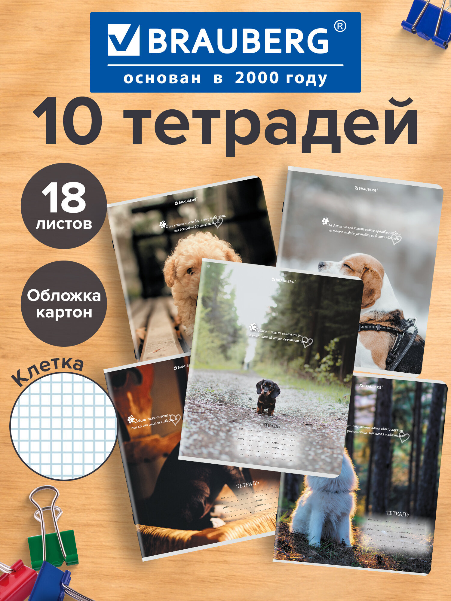 Тетрадь Brauberg клетка 18 лист. 10 шт. - фото 1