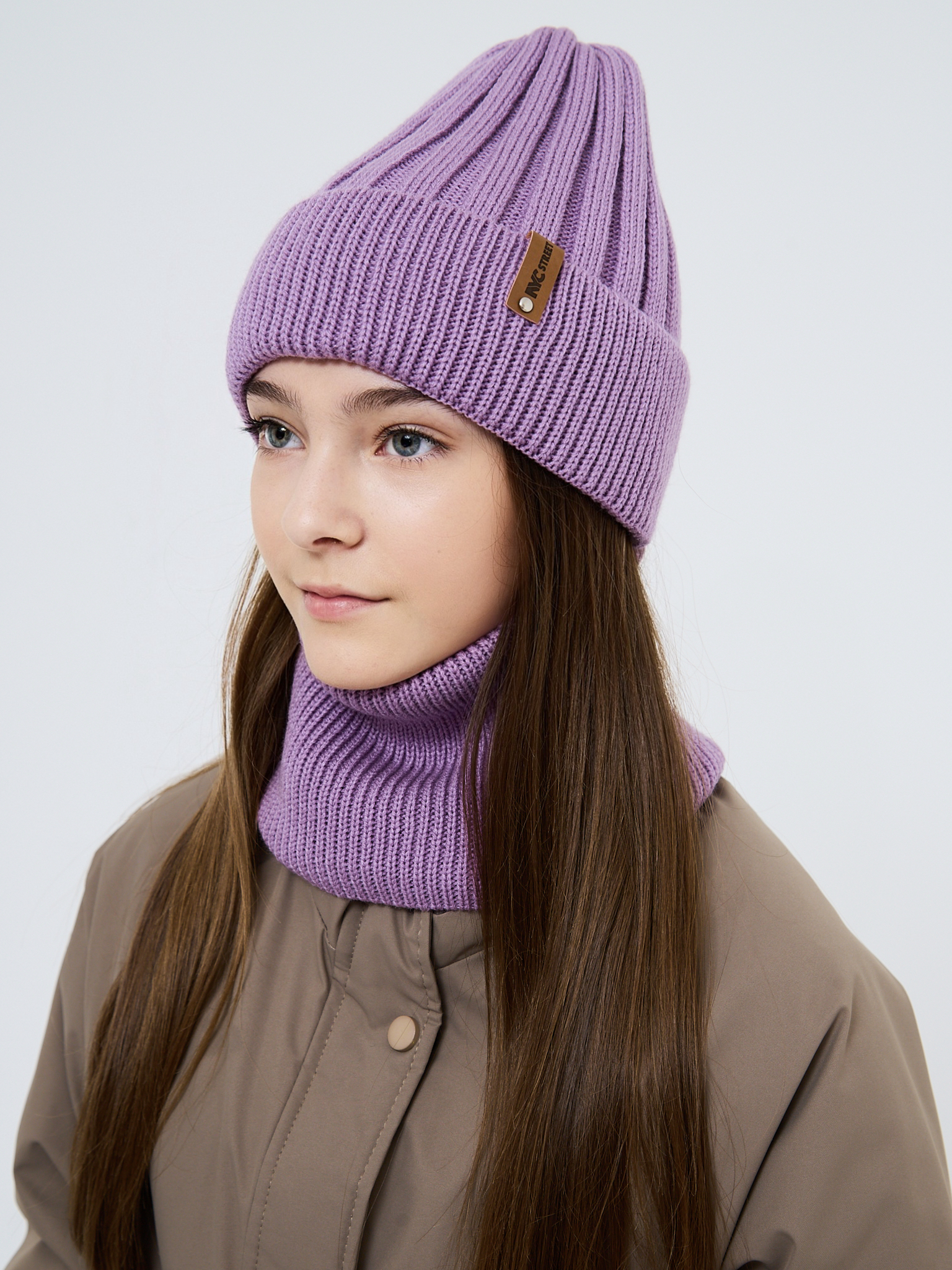 Шапка и снуд NYCkids NYC-H-54-WIDEstr-purp - фото 13