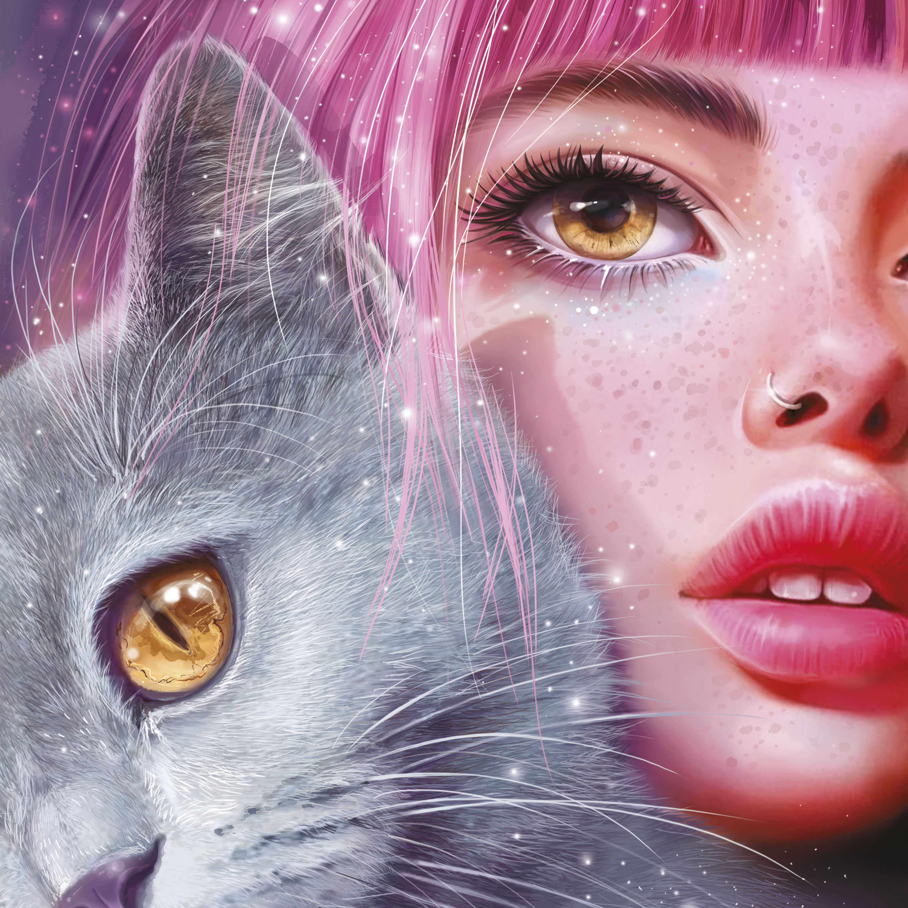 Алмазная мозаика Феникс + Девушка с котом - фото 1