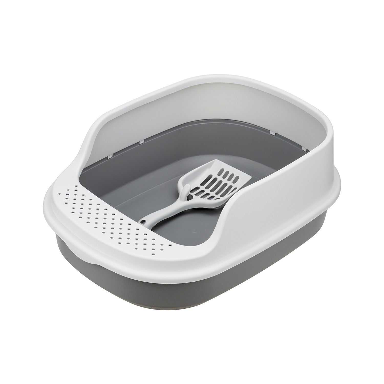 Туалет для кошек HOMECAT Frost Touch с высоким бортом и совком смоки 48*35.5*18.5см - фото 1