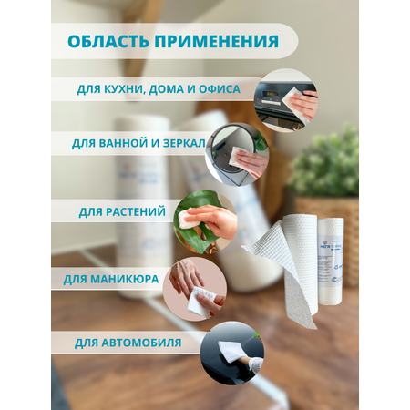 Безворсовые салфетки МЕГА ДОМ 50 листов в рулоне