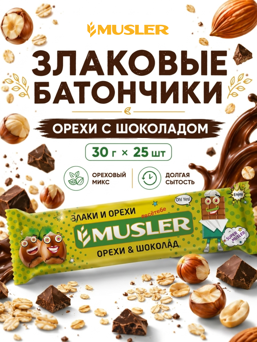 Злаковые батончики мюсли MUSLER Батончик 25 шт - фото 2