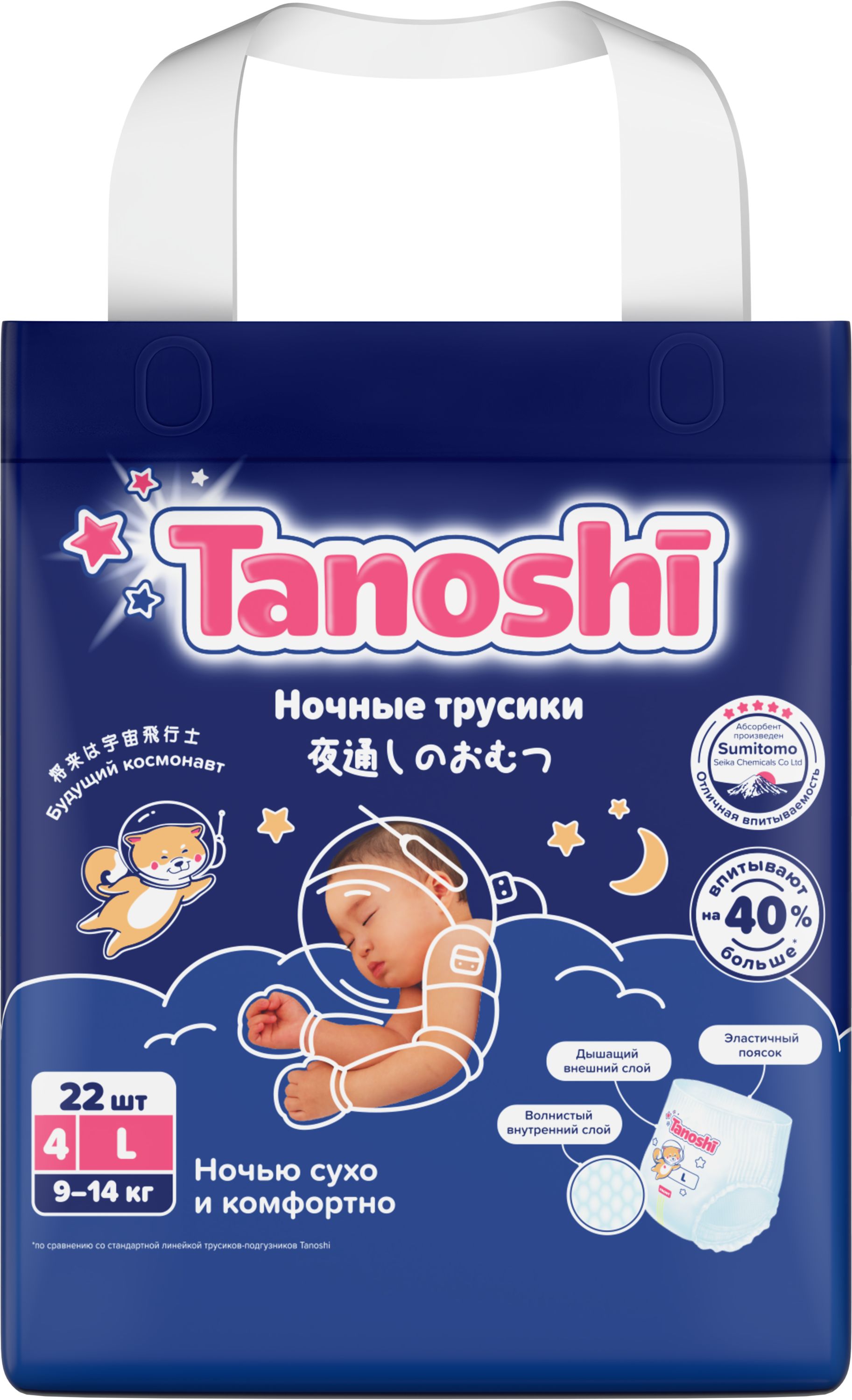 Трусики Tanoshi ночные L (9-14 кг) 22 шт. - фото 21