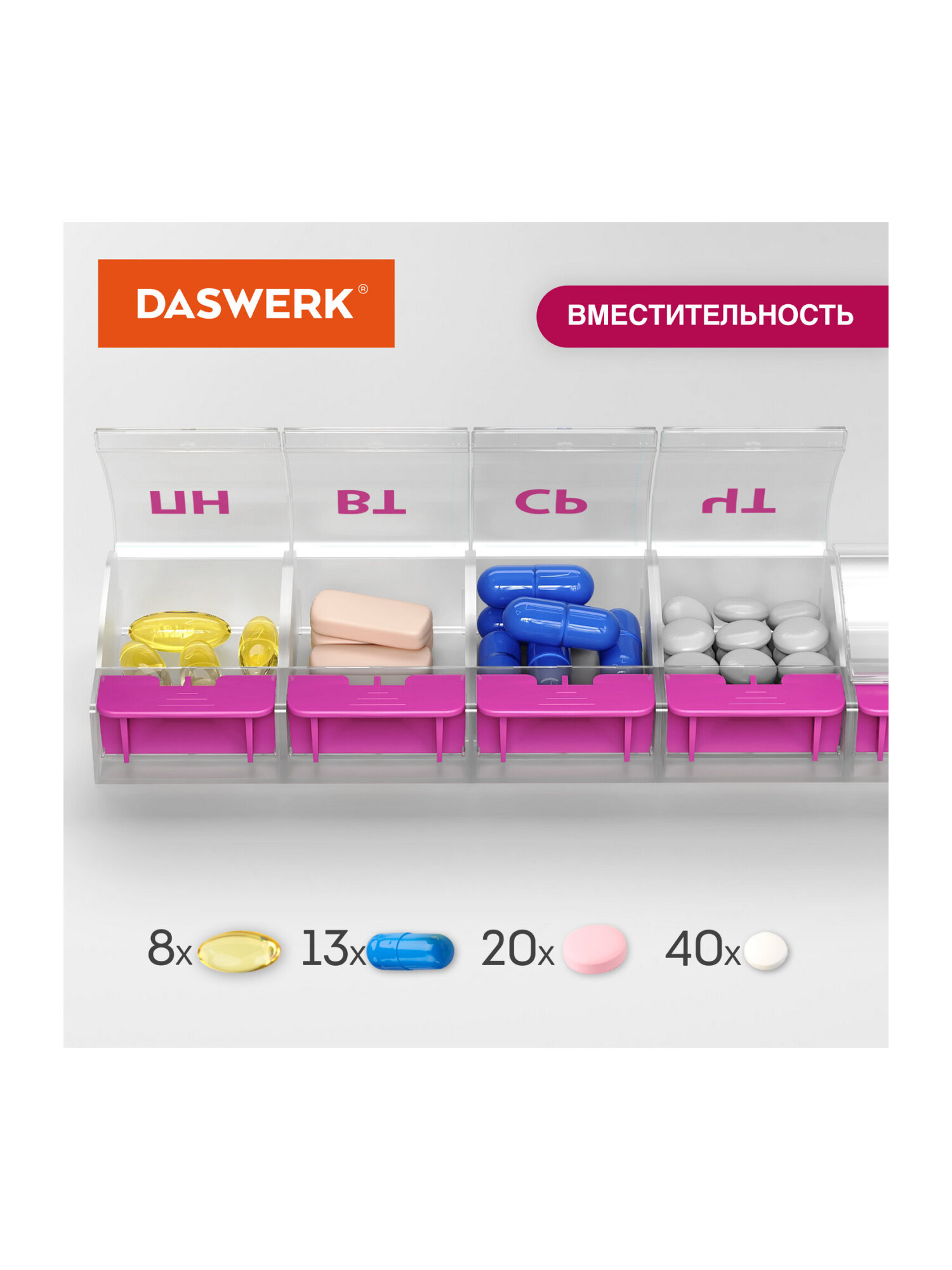 Таблетница на 7 дней DASWERK органайзер - фото 19