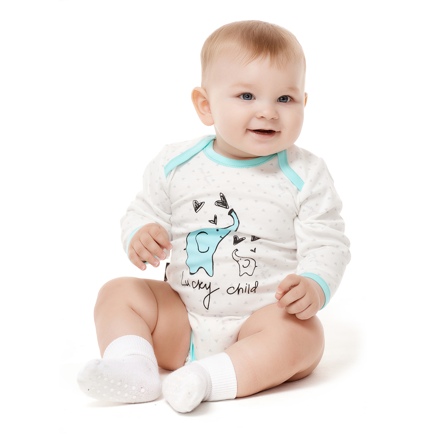 Боди 3 шт Lucky Child 30-122/0-2/набивной/мятный - фото 11