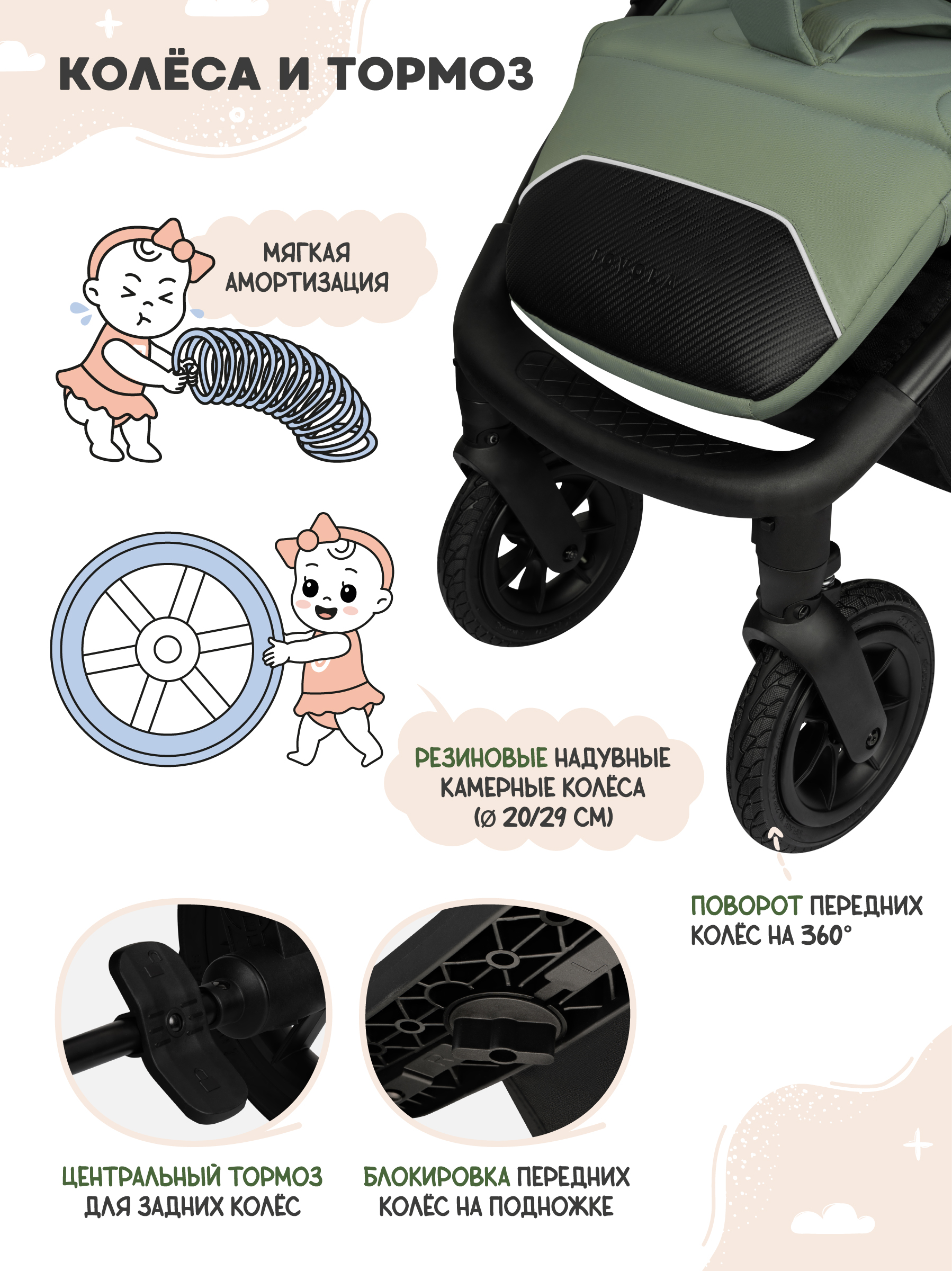 Коляска прогулочная JOVOLA Selena Air new зеленый - фото 11