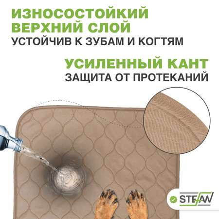 Пеленка для животных Stefan впитывающая многоразовая коричневая однотонная 80х90 см