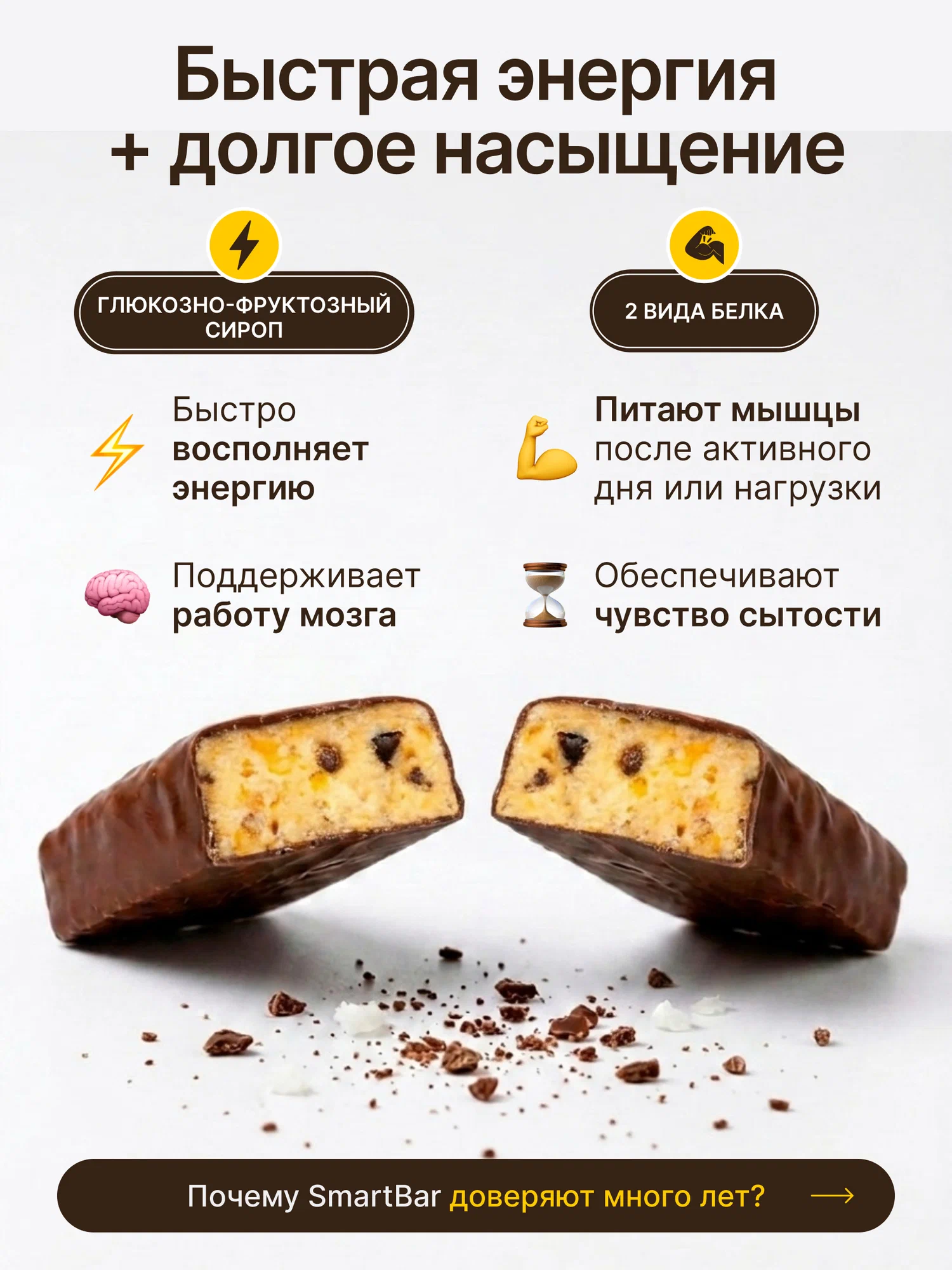 Протеиновые батончики SmartBar Банан в темной глазури 25шт - фото 7