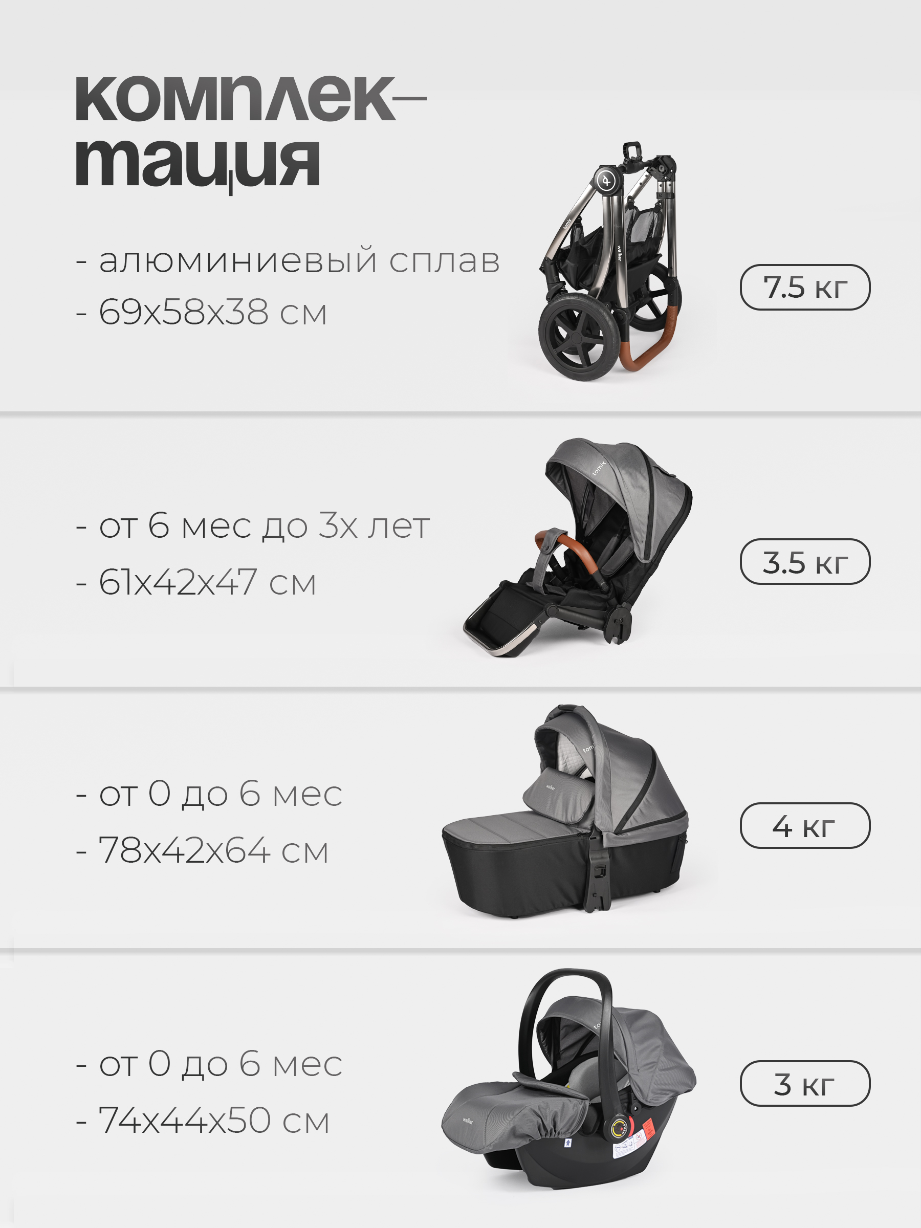 Коляска 3в1 Tomix Walker lux - фото 22