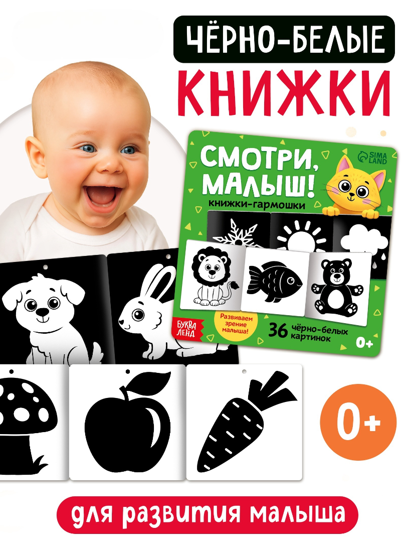 Набор Буква-ленд картонных книжек гармошек Смотри малыш 6 шт - фото 1