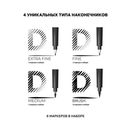 Маркеры DENKSY 6 цв.