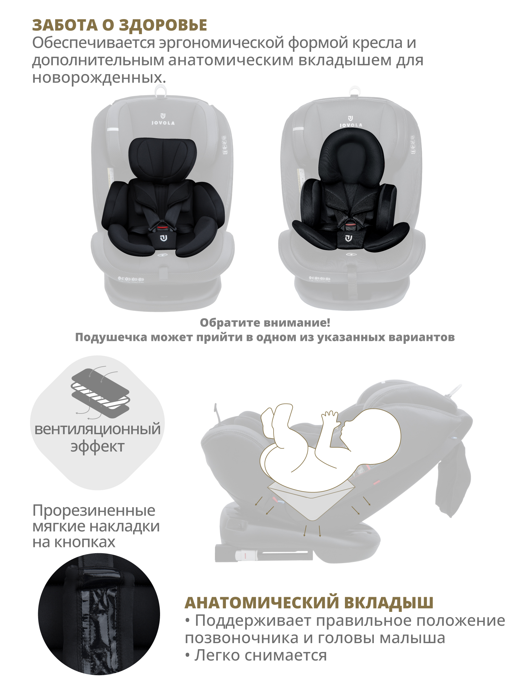 Автокресло JOVOLA MOON Isofix 0+/1/2/3 (0-36 кг) черный - фото 7