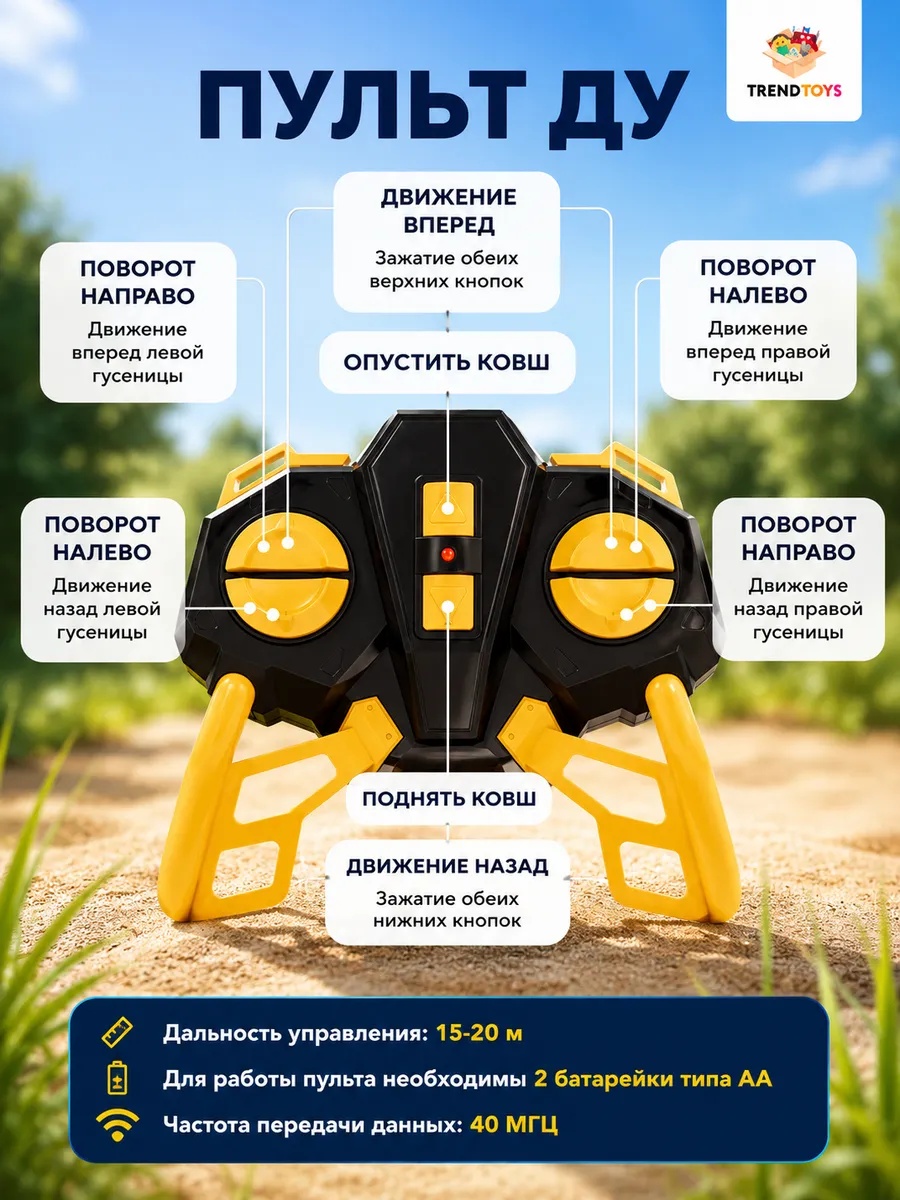 Экскаватор РУ TrendToys спецтехника 1:20 - фото 5