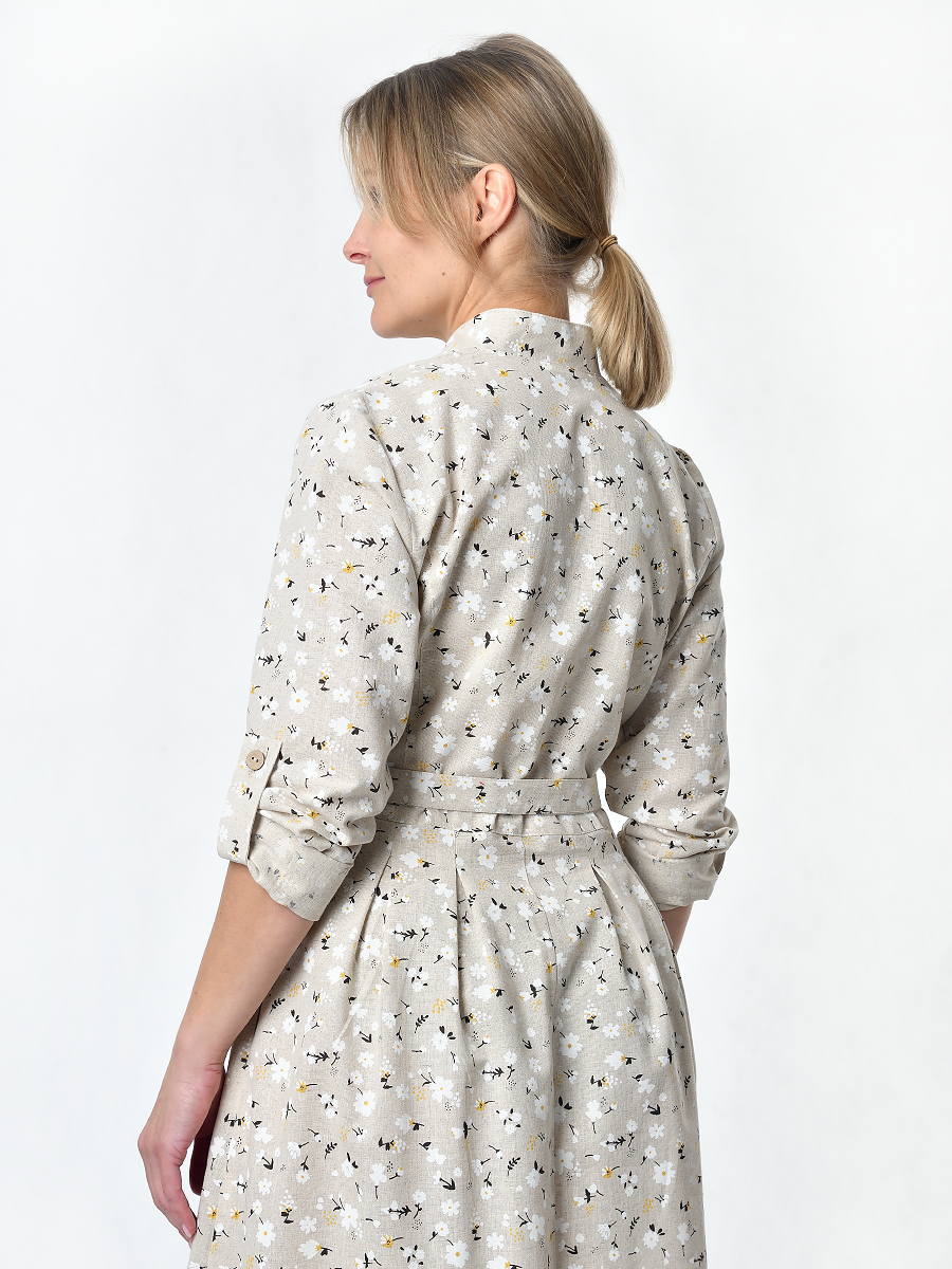 Платье Льняная Горница пл025-02/светло-серый-белый - фото 17