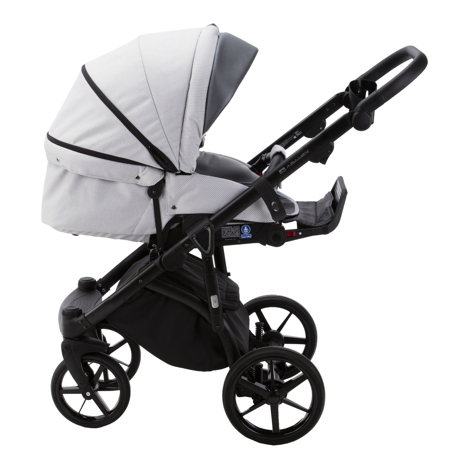 Коляска 2в1 Adamex Bibione Lux серый - фото 7