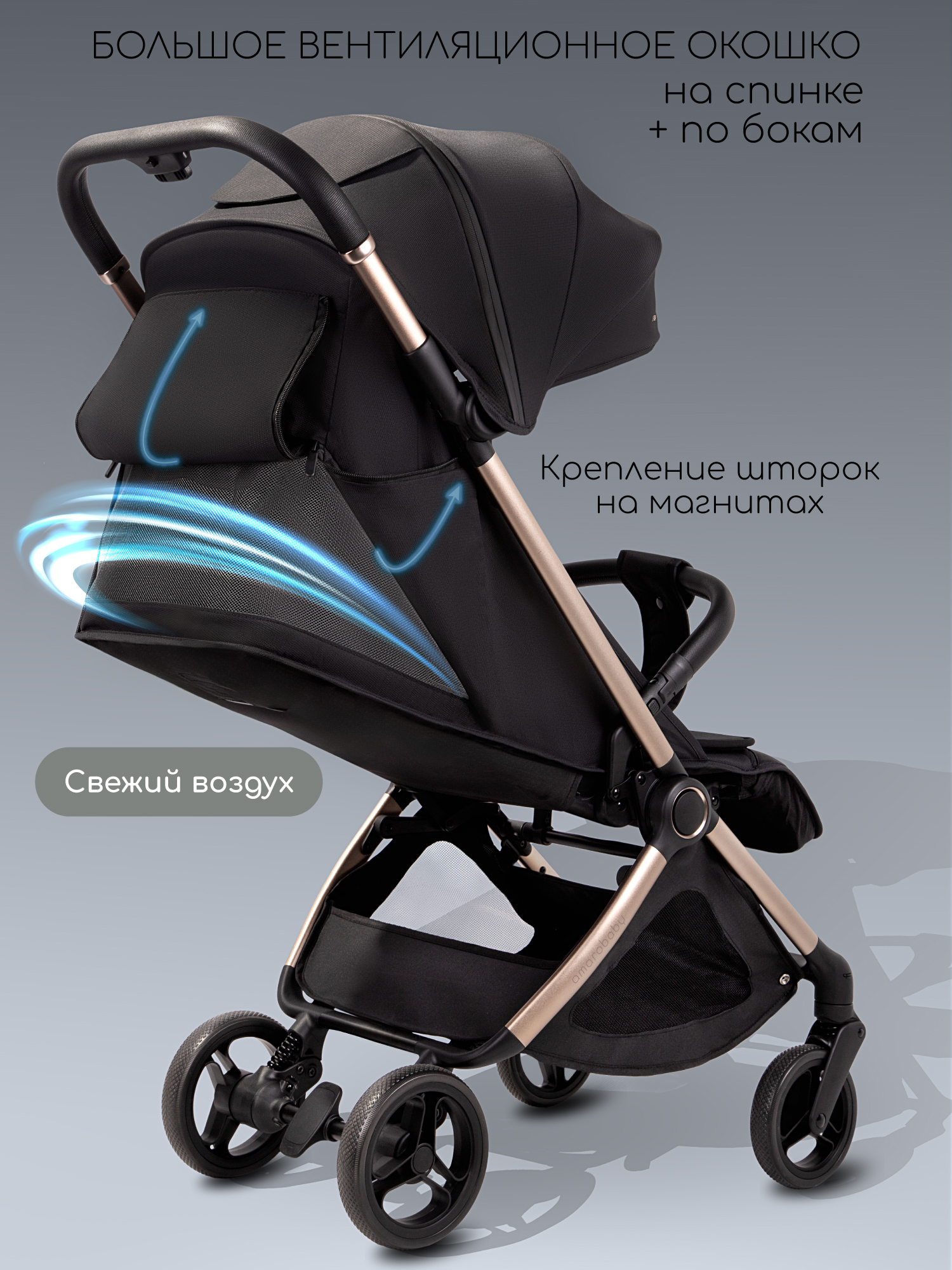 Коляска прогулочная Amarobaby Jaunt черный - фото 2
