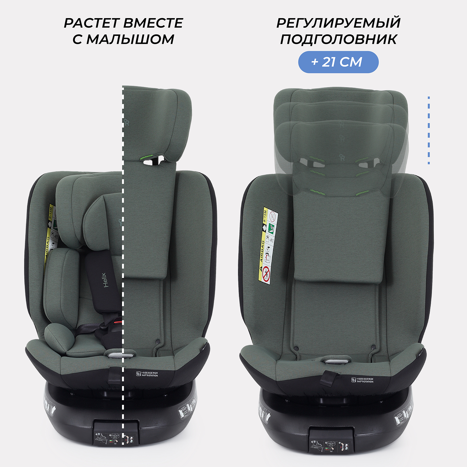 Автокресло Rant Helix isofix Isofix 0+/1/2/3 (0-36 кг) зеленый - фото 7